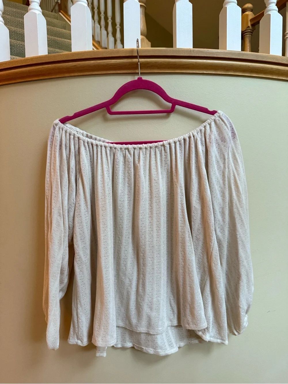 Free People Cream Off-Shoulder Peasant Long Sleeve